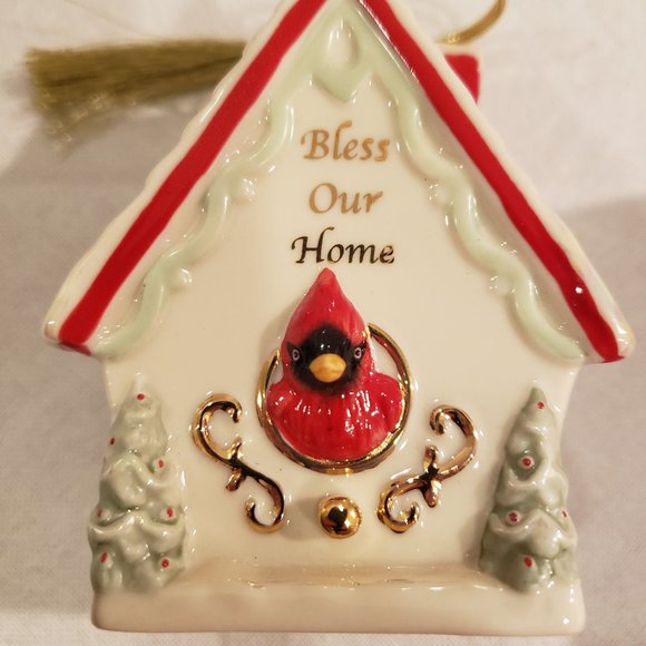 CHRISTMAS ORNAMENT by LENOX - "BLESS OUR HOME BIRDHOUSE" - AMERICAN BY DESIGN - Picture 3 of 16